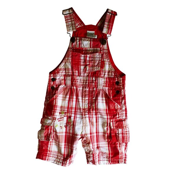 Cadet Rousselle Multiple Pockets Plaid Shortalls 18 Months - Picture 10 of 10